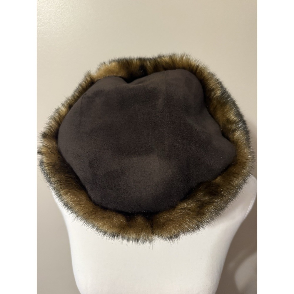 Vintage Preston & York Faux Fur Fleece Lined Bucket Hat Brown Winter Women's - Picture 3 of 7